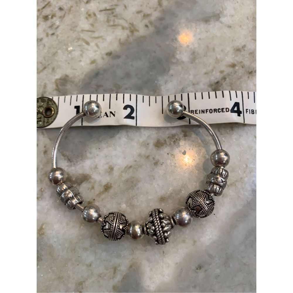 Sterling Silver Cuff Bracelet with Bali Beads - Picture 4 of 8